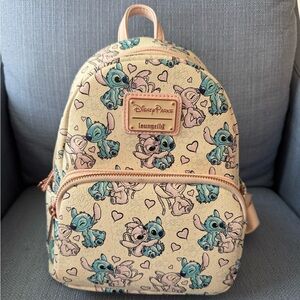 Loungefly Disney Parks Stitch Kids Backpack - Cream and Blue